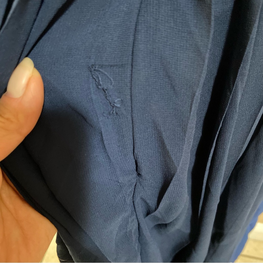 NWOT Lulus Splendid Charisma Navy Ruffled Pleated One-Shoulder Midi Dress - Picture 7 of 10